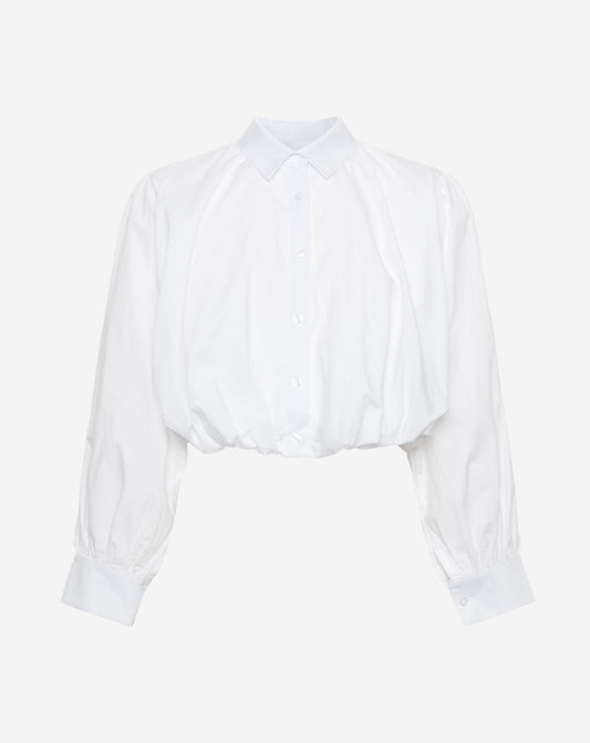 BUBBLE HEM POPLIN BLOUSE CRÈME