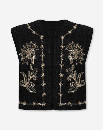 RIVER SEQUINS GILET ZWART