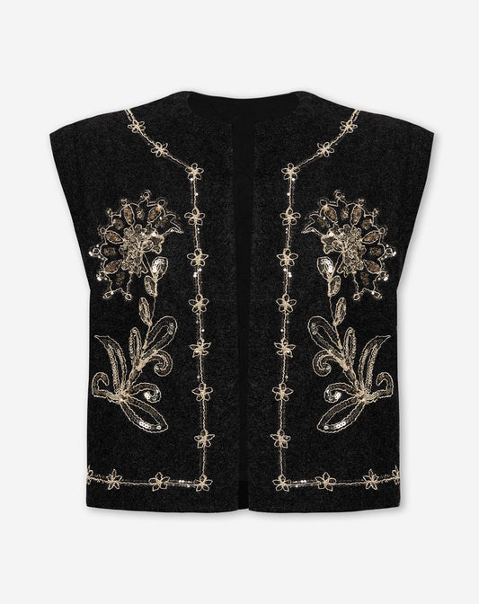 RIVER SEQUINS GILET ZWART