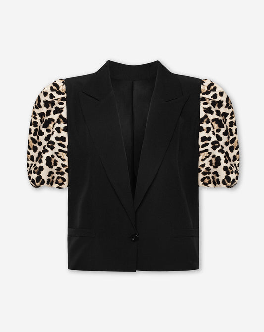 LEO PUFF SLEEVE BLAZER ZWART