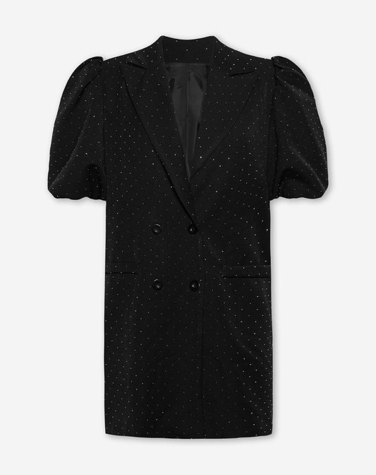 DIAMOND PUFF SLEEVE BLAZER DRESS ZWART
