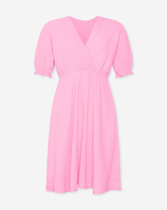 DILA MOUSSELINE DRESS HARD ROZE