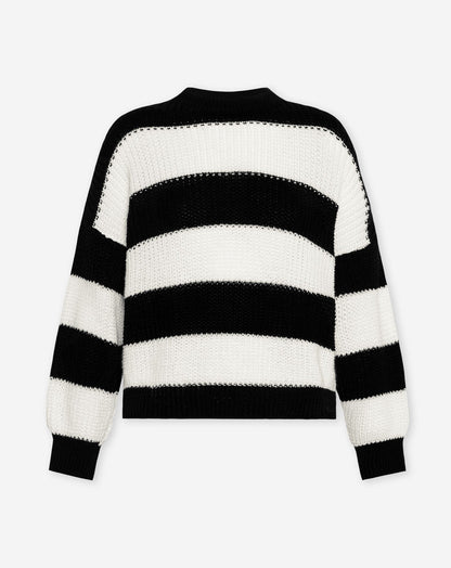 BOXY STRIPE KNIT ZWART