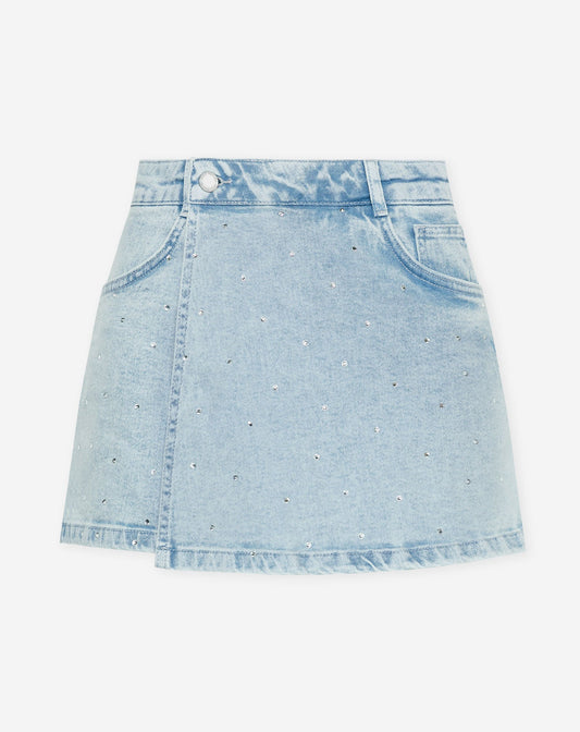 DIAMOND STUDS SKORT LICHTBLAUW