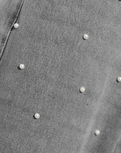 PEARL ALLOVER STRAIGHT LEG JEANS LICHTGRIJS