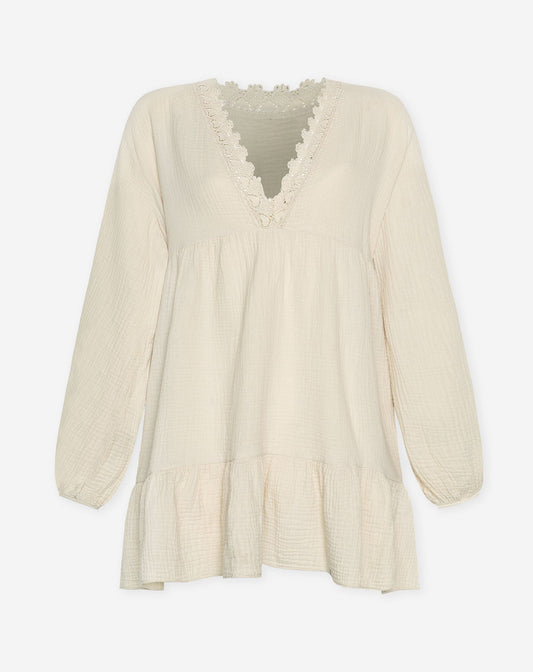 MOUSSELINE HEART TAPE DRESS BEIGE