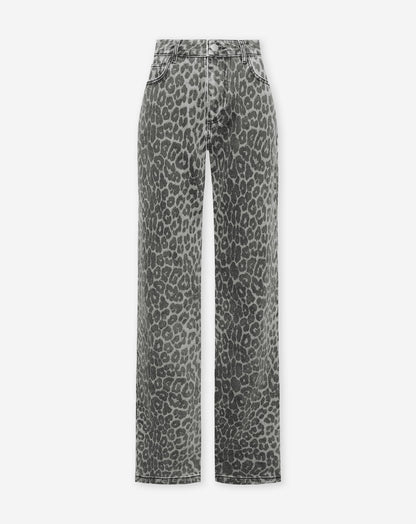 LEOPARD ALLOVER JEANS GRIJS