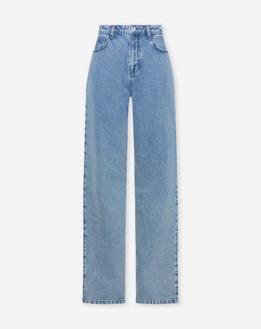 DENIM STRAIGHT LEG JEANS LUCHTBLAUW