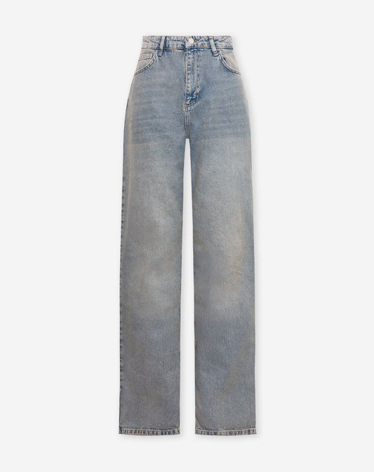 DENIM STRAIGHT LEG JEANS VINTAGE BLAUW