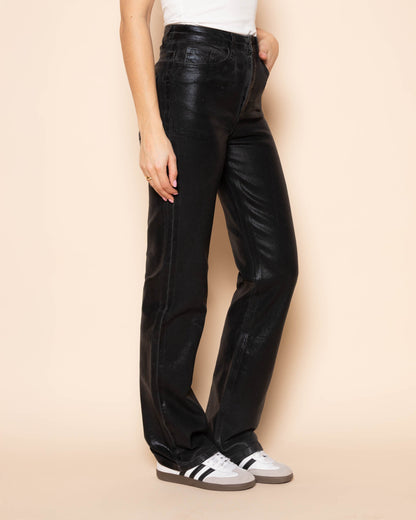 METALLIC BOOTCUT JEANS DONKERGRIJS