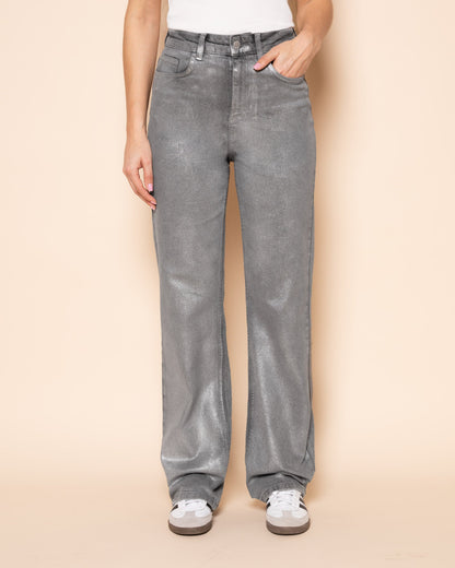 METALLIC BOOTCUT JEANS GRIJS