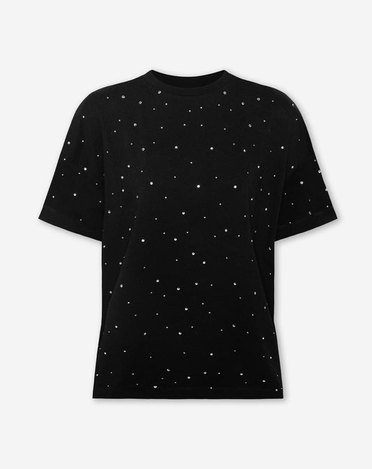 RHINESTONE OVERSIZED TEE ZWART