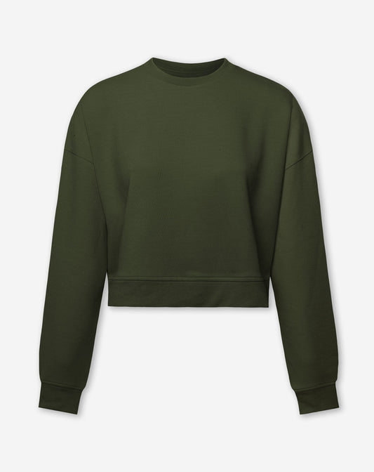 SCUBA CROPPED SWEATER LEGERGROEN