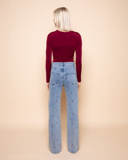 BASIC JERSEY CREW NECK TOP BURGUNDY