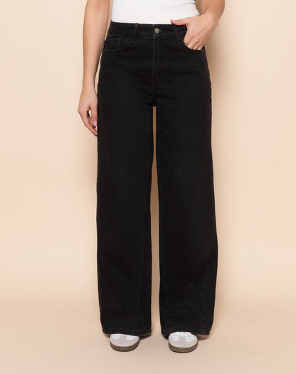 WIDE LEG JEANS ZWART