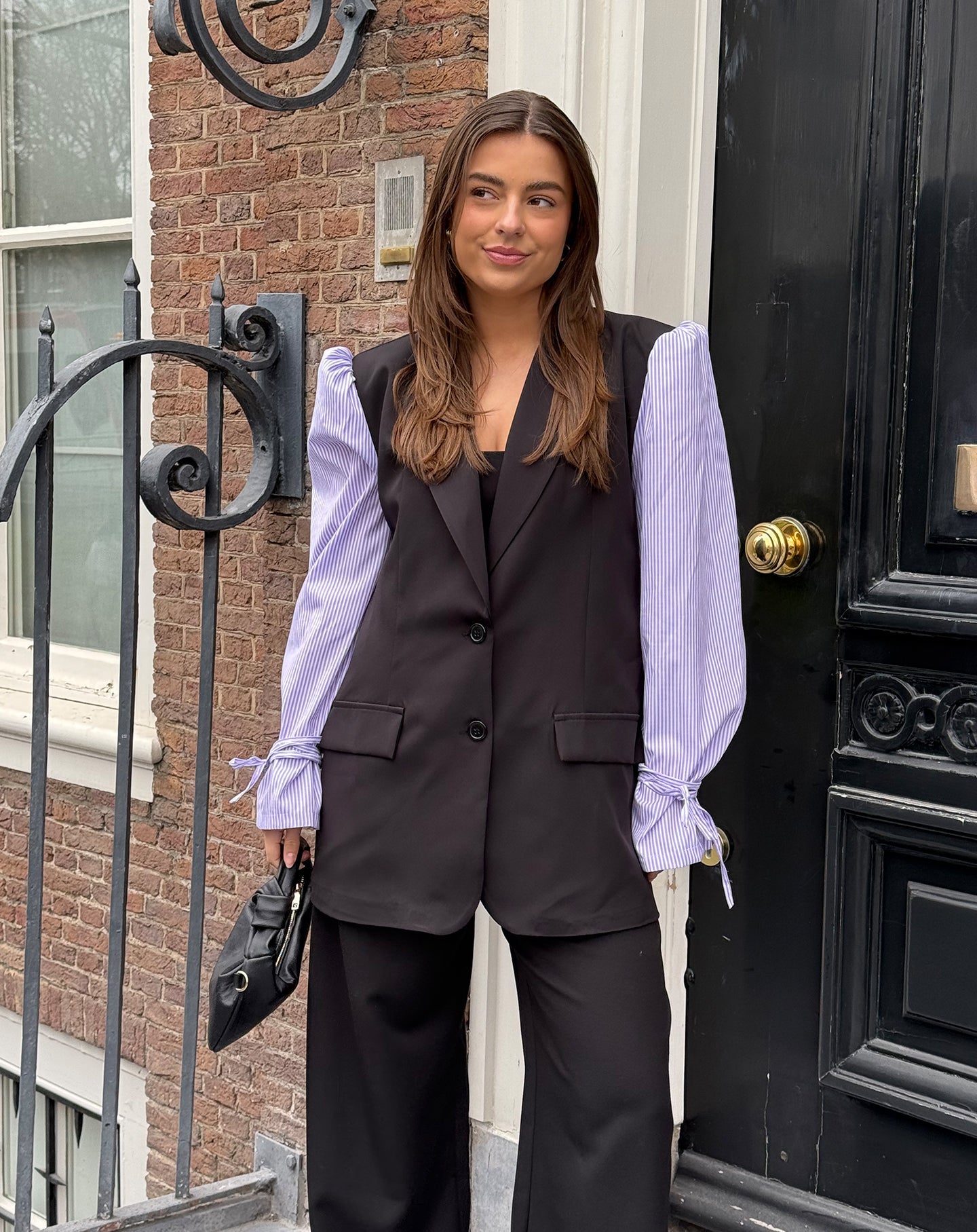 ELIN STRIPE SLEEVE BLAZER LILA
