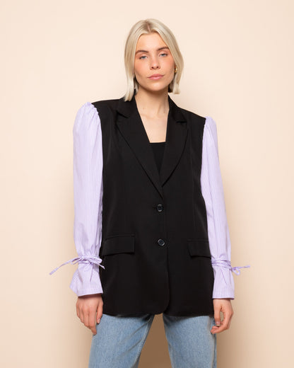 ELIN STRIPE SLEEVE BLAZER LILA