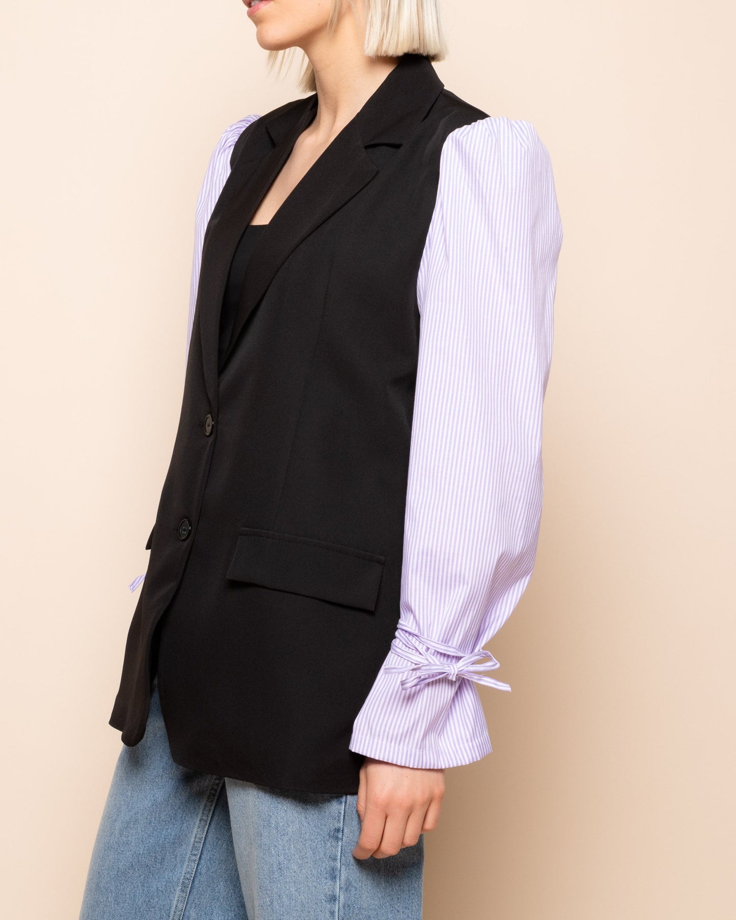 ELIN STRIPE SLEEVE BLAZER LILA
