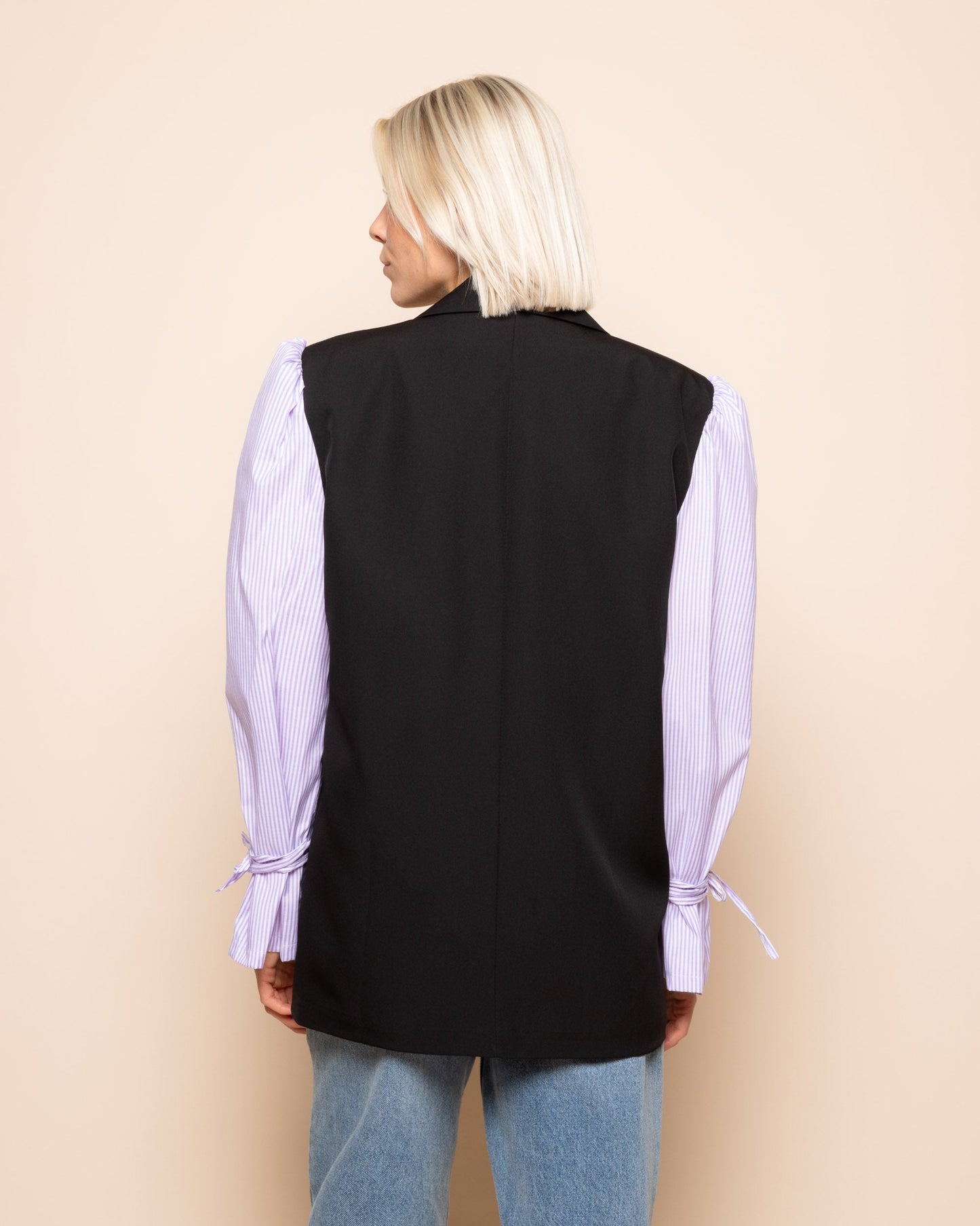 ELIN STRIPE SLEEVE BLAZER LILA
