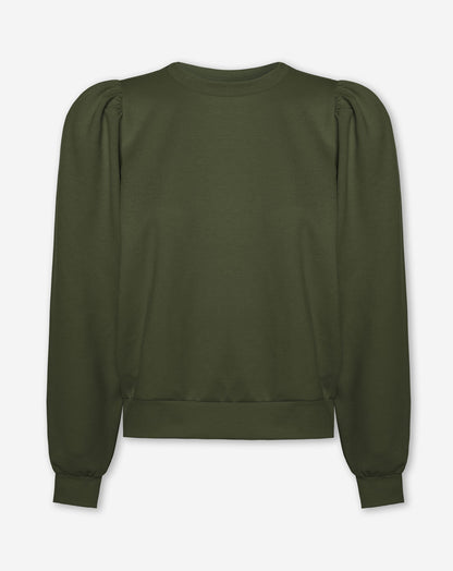 SCUBA PUFF SLEEVE SWEATER LEGERGROEN