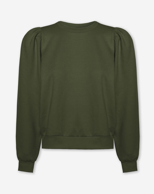 SCUBA PUFF SLEEVE SWEATER LEGERGROEN