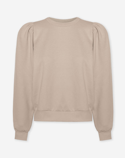SCUBA PUFF SLEEVE SWEATER BEIGE