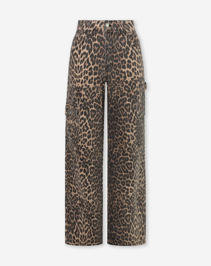 LEOPARD CARGO JEANS ZWART
