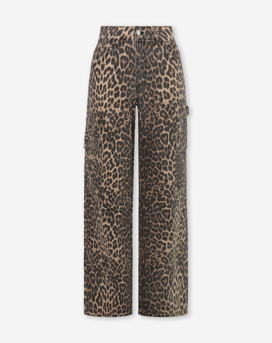 LEOPARD CARGO JEANS ZWART