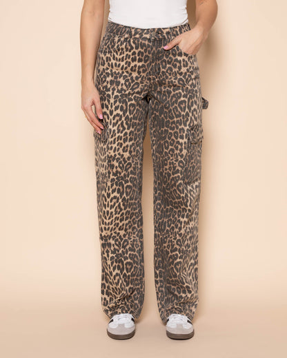 LEOPARD CARGO JEANS ZWART