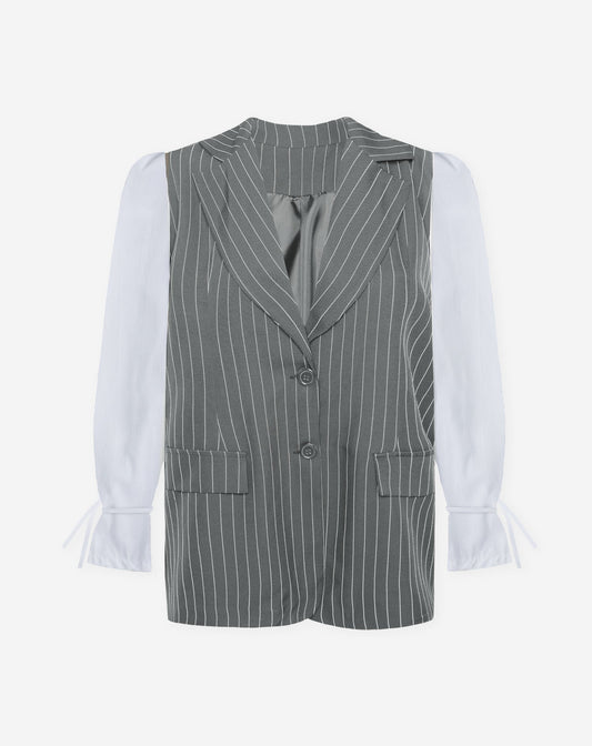 SERA PINSTRIPE BLAZER GRIJS