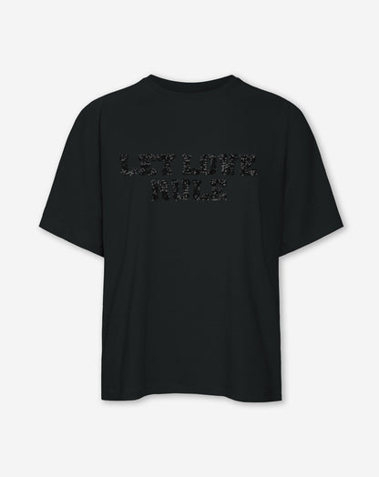 LET LOVE RULE OVERSIZED TEE DONKERGRIJS