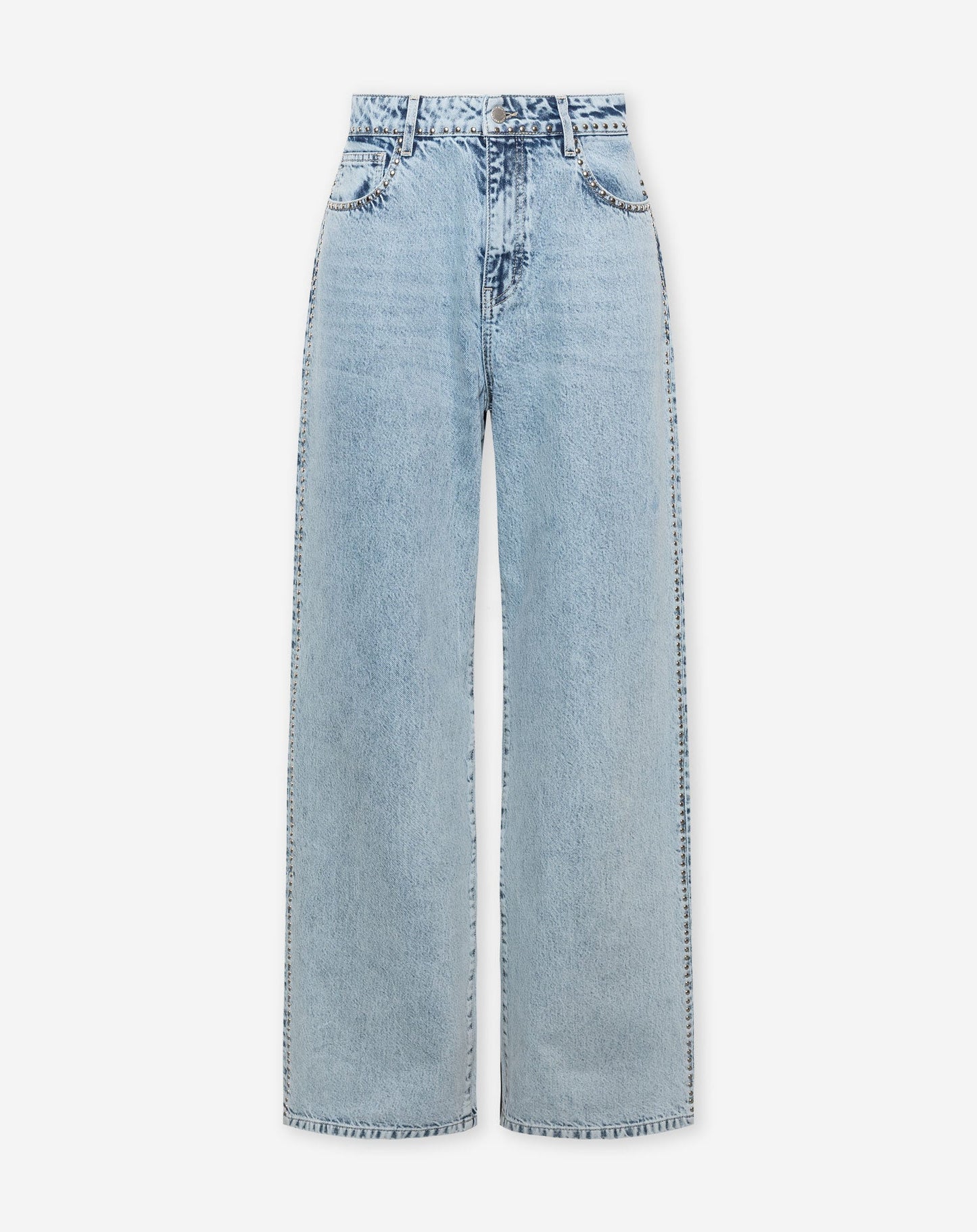 STUD WIDE LEG JEANS LICHTBLAUW