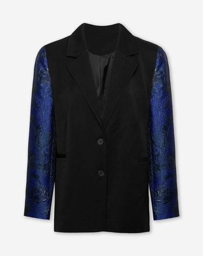 SENNA JACQUARD SLEEVE BLAZER KOBALTBLAUW