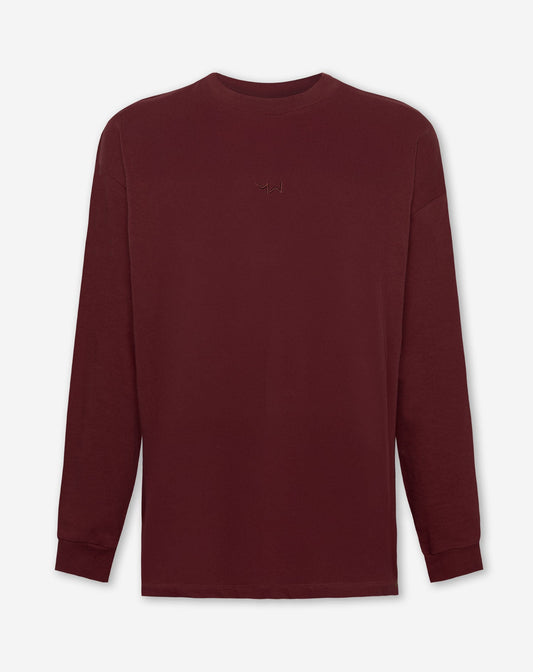 MW EMBROIDERY LONG SLEEVE TEE BURGUNDY