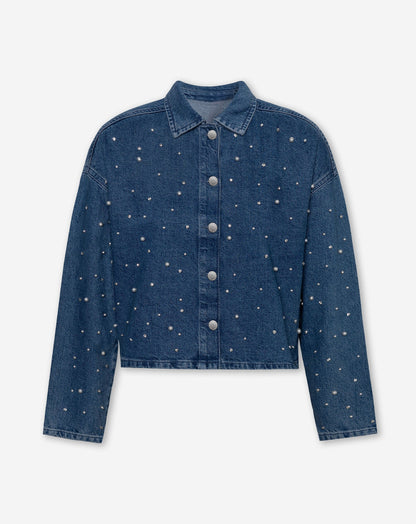 PEARL MIX DENIM JACKET BLAUW