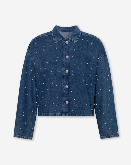 PEARL MIX DENIM JACKET BLAUW