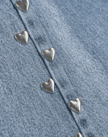 SIDE HEART STRAIGHT LEG JEANS BLAUW