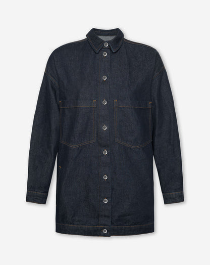 LONG DENIM SHACKET DONKERBLAUW
