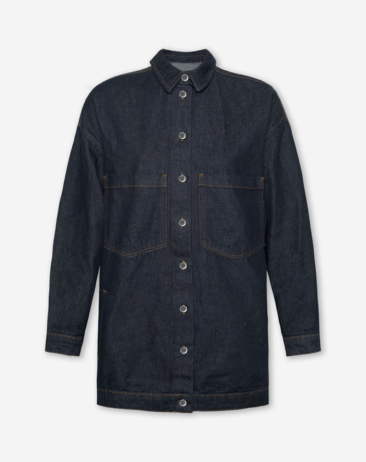 LONG DENIM SHACKET DONKERBLAUW