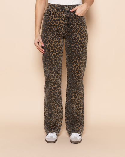 LEOPARD BOOTCUT JEANS ZWART