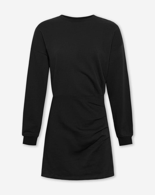 PLEATED SWEAT DRESS ZWART