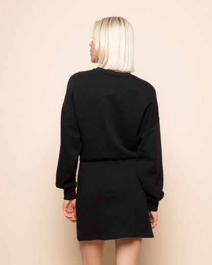 PLEATED SWEAT DRESS ZWART