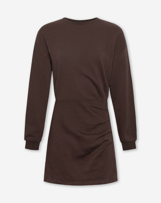 PLEATED SWEAT DRESS BRUIN