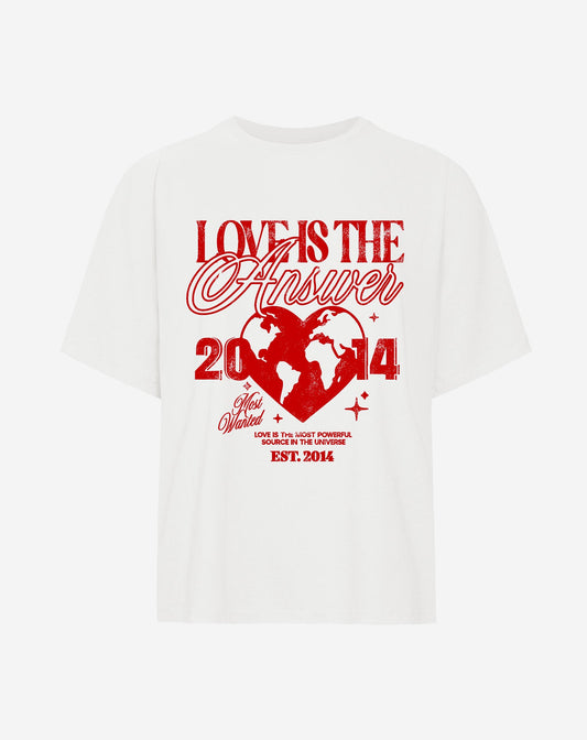 LOVE IS THE ANSWER OVERSIZED TEE CRÈME