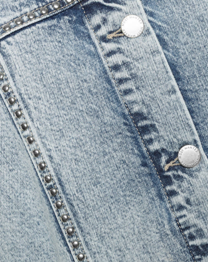 STUD DENIM JACKET LICHTBLAUW