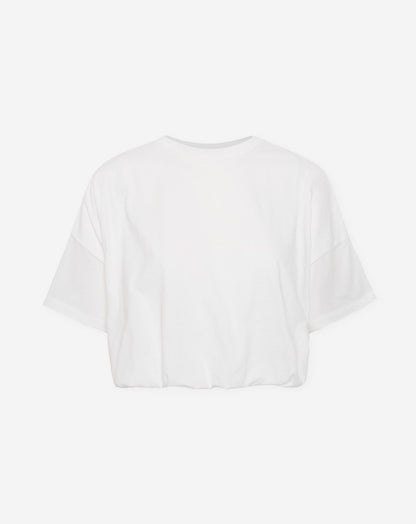 CROPPED BUBBLE HEM TEE CRÈME