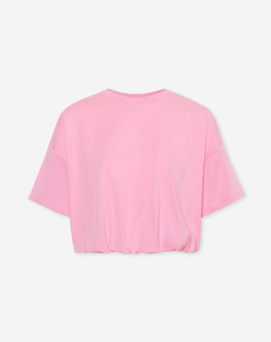 CROPPED BUBBLE HEM TEE ROZE