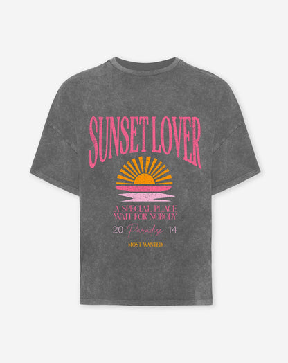 SUNSET LOVER OVERSIZED TEE ACID GRIJS