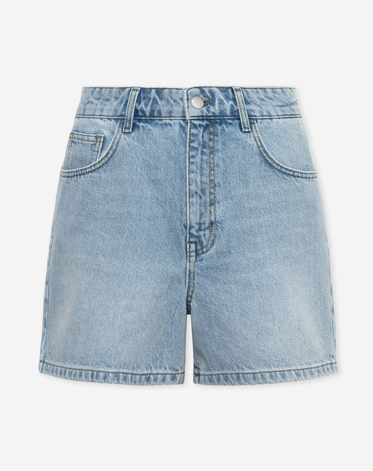 MOM DENIM SHORT LICHTBLAUW