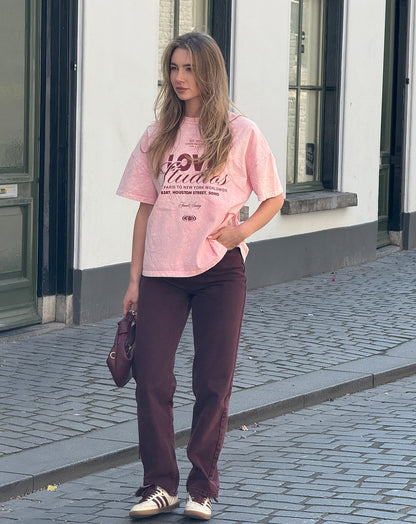 TIE DYE LOVE OVERSIZED TEE ROZE
